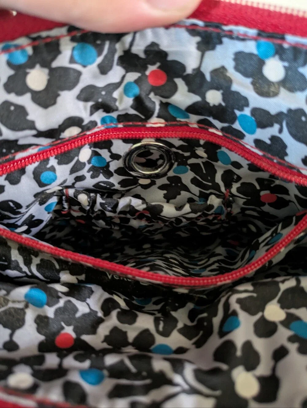 Vera Bradley Red Quilted RFID Little Hipster Crossbody Bag Classy Vibrant Style